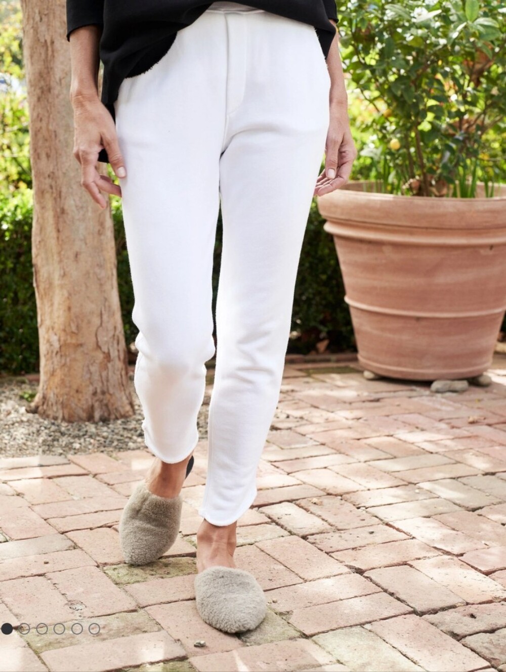 Frank & Eileen Tulip Ankle Sweatpant In White Triple Fleece Size Large